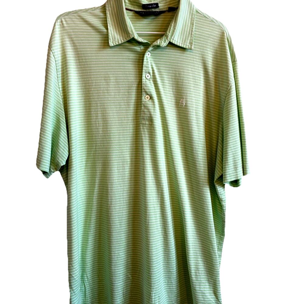 POLO Golf Ralph Lauren Mens XL Pistachio Green Striped Vintage Lisle Pima Cotton